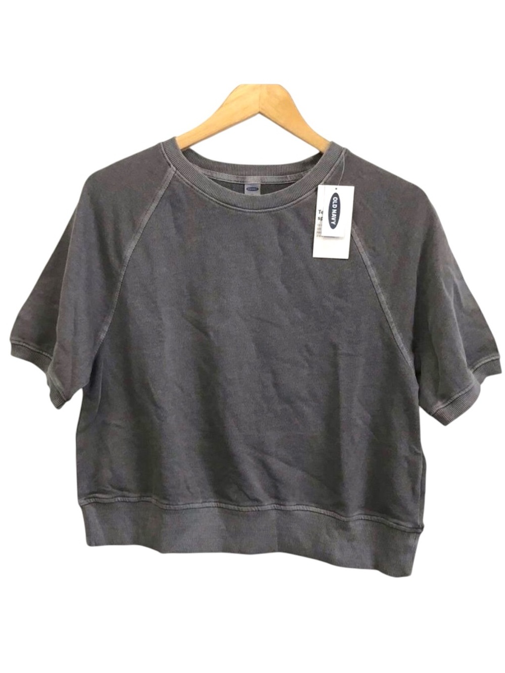 OLD Navy boxy retro crop short sleeve shirt cotton blend fleece scoop XS